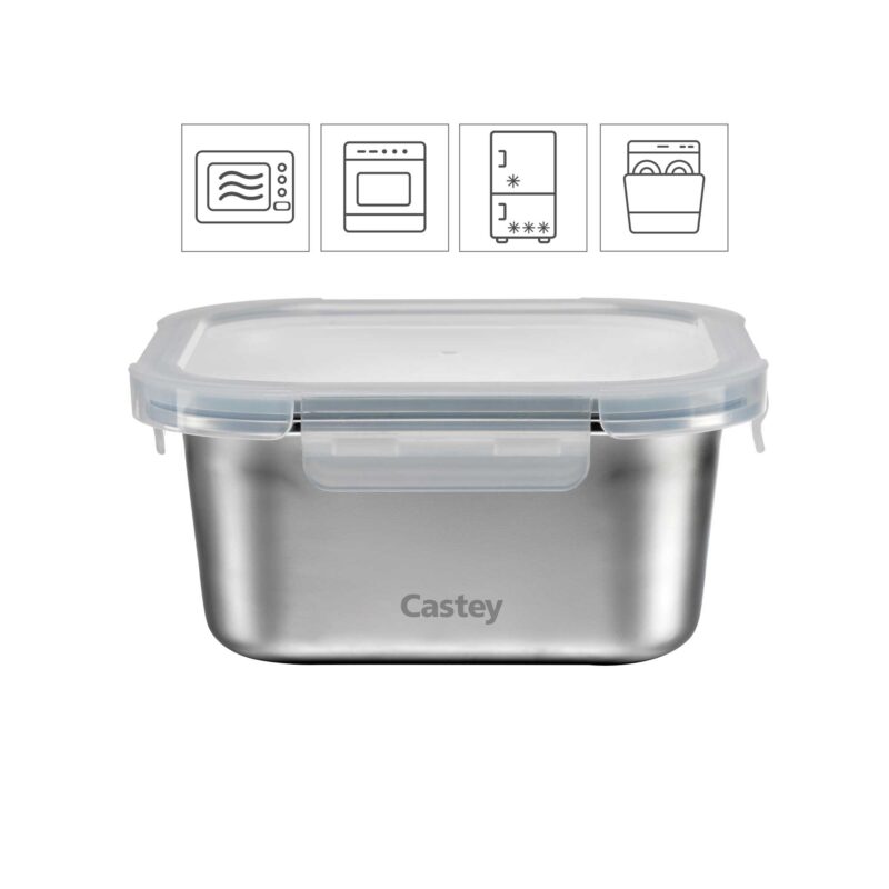 Ornamia 1.45L Square Stainless Steel Storage Container - Microwave Safe